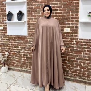 عباية تريبل كلوش كم مروحه حرير كوري